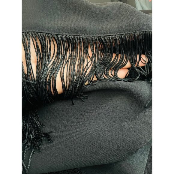 Cartise Vintage 70s Fringe Wide Leg Pants Black RARE - Picture 12 of 12